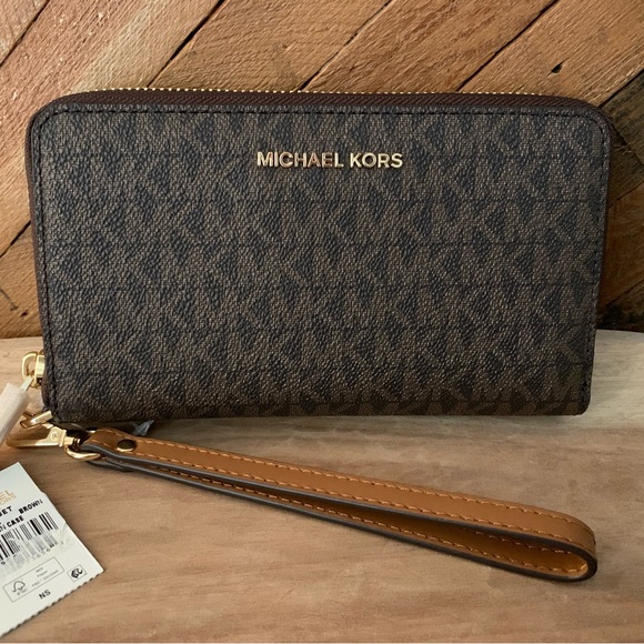 NWT Michael Kors Jet Set Travel Large Flat Multifunction Phone Case Wallet - Picture 2 of 3